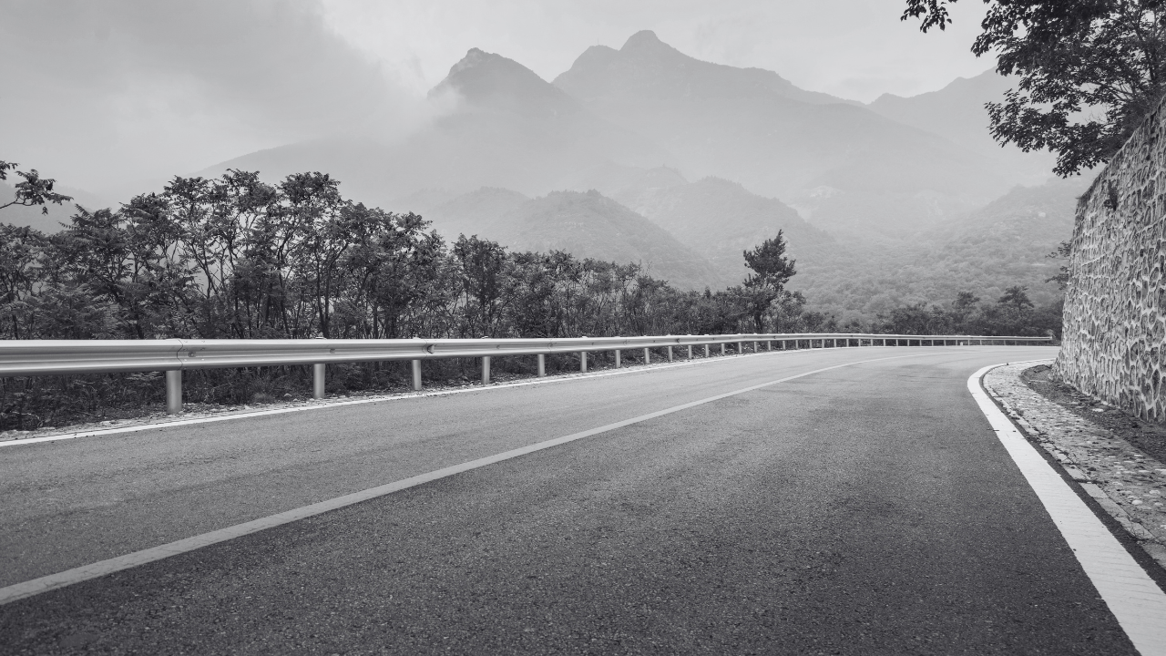 Mountain Road with Guardrail